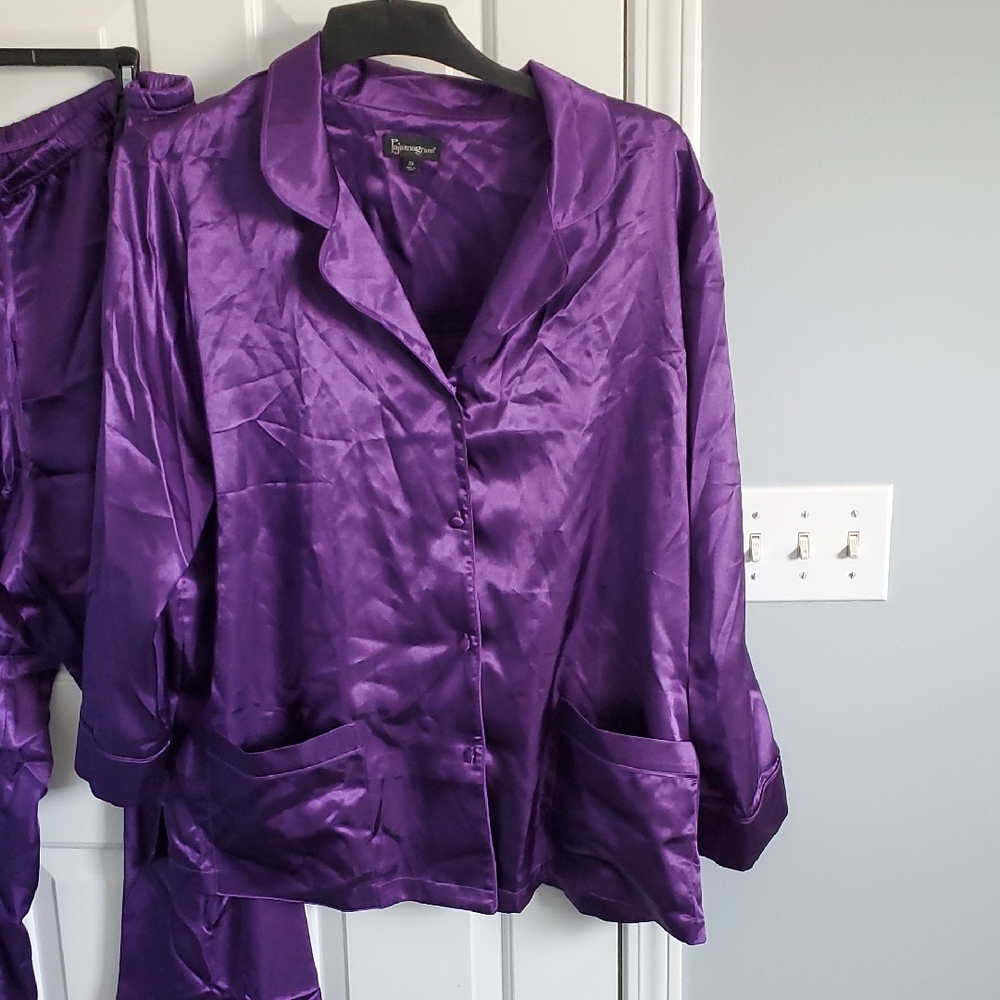 Purple Satin Pajama Set